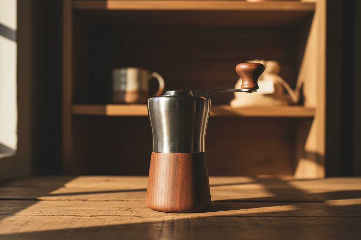 close-up product photo of a useful kitchen or home tool on a wooden surface,
sunlight coming from the side, a nearly empty storage shelf in the background
out of focus to imply limited stock, cinematic lighting, high detail, soft shadows,
realistic texture, lifestyle style image, no people, no text, no watermark
1621243260e1af0c20-1