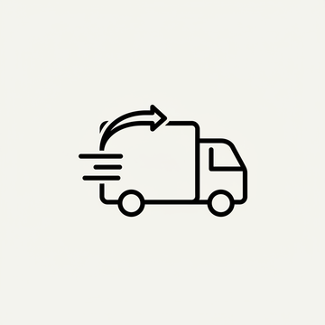 Create a minimal flat delivery truck icon representing free shipping, clean outline style, modern e‑commerce icon, simple lines, neutral background, no text, no shadow.
