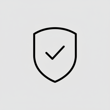 Create a minimal flat shield icon with a checkmark symbol representing quality assurance, clean outline style, modern e‑commerce icon, simple lines, neutral background, no text, no shadow.
