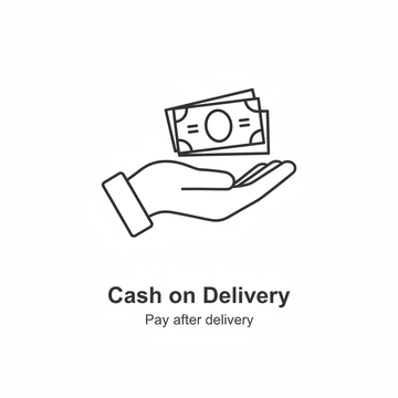 Minimal line icon of a hand holding cash.
Below the icon, clean sans‑serif text: “Cash on Delivery”.
Small subtext: “Pay after delivery”.
Simple modern outline style.
White background, single color.
No logo, no branding.
